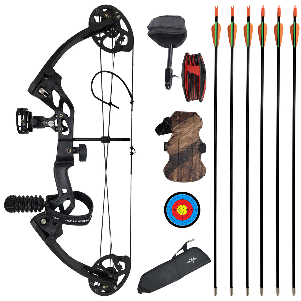 SAS Hero Kid Compound Bow Package 10-29lbs Black / Right Hand