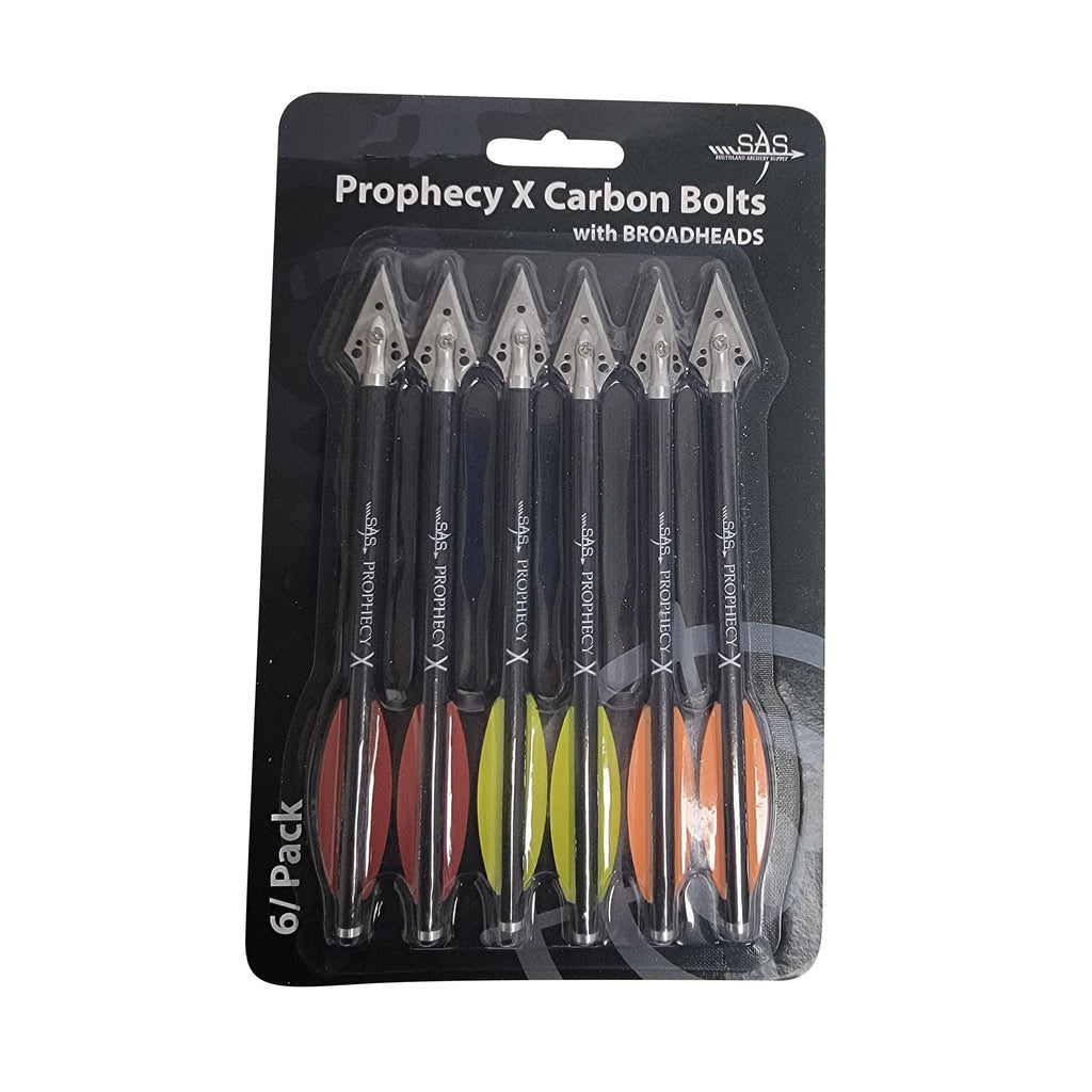 SAS Prophecy X Pistol Carbon Crossbow Bolts with Broadhead - 6/Pack –  Southlandarchery